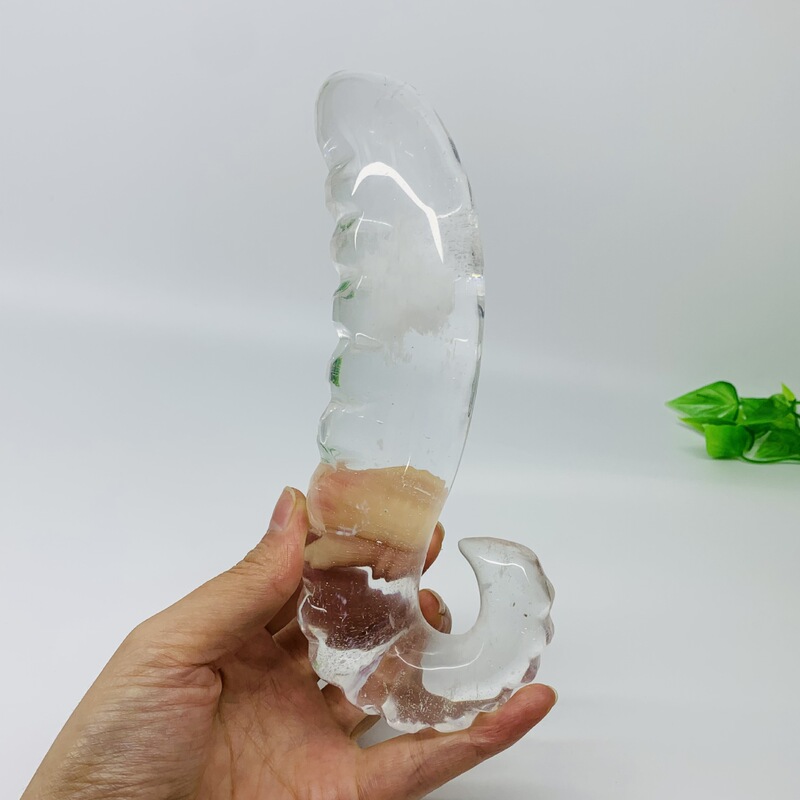 天然黑曜石白熔炼石水晶按摩棒摆件 图 6