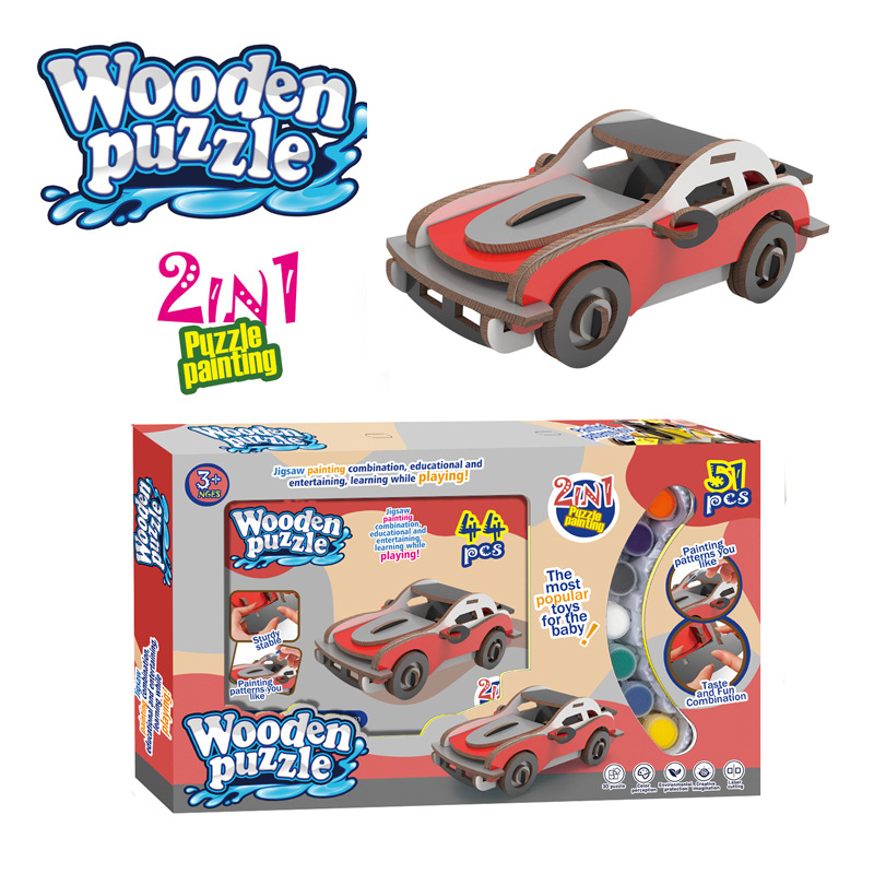 Puzzles de madera transfronterizos DIY 2 en 1 colorido graffiti puzzle puzzle juguetes de regalo para niños regalos lotes