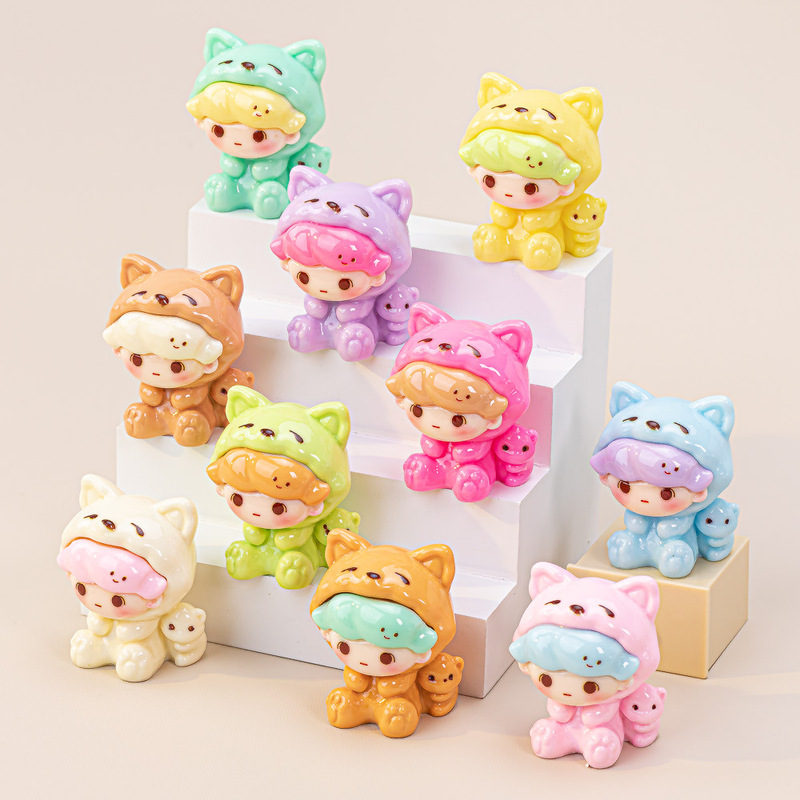 キツネパジャマ Dimo DIY ジュエリーアクセサリートレンディなブラインドバッグ樹脂人形ライブブロードキャストデスクトップ装飾品|undefined