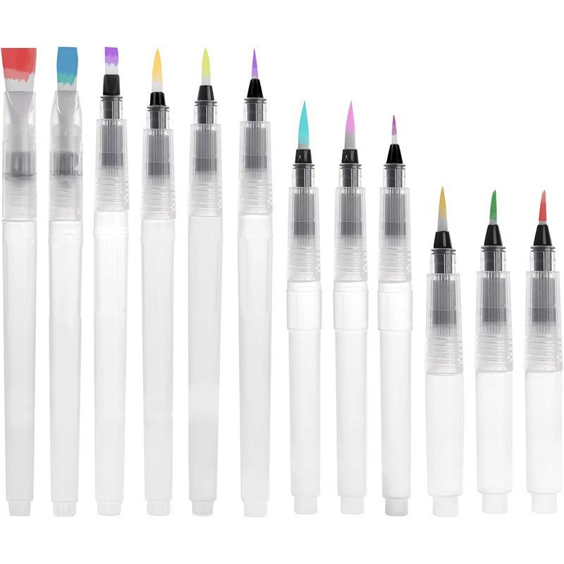 Fábrica al por mayor pluma de agua del grifo pintura sólida acuarela pintura pincel de escritura pluma de almacenamiento de agua de gran capacidad cepillo de plomo de color soluble en agua