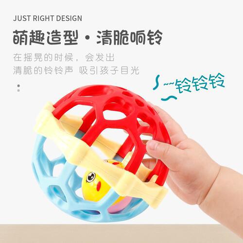 Baby soft rubber ball dumbbell hand rattle can be boiled toy 0-1 year old baby can grasp and chew teether to comfort young children