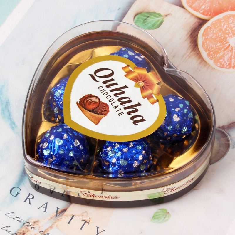 Three Blue Chocolate Heart-Shaped Nuts Chocolate Gift Box for Valentine's Day, Children's Leisure Snacks Wholesale