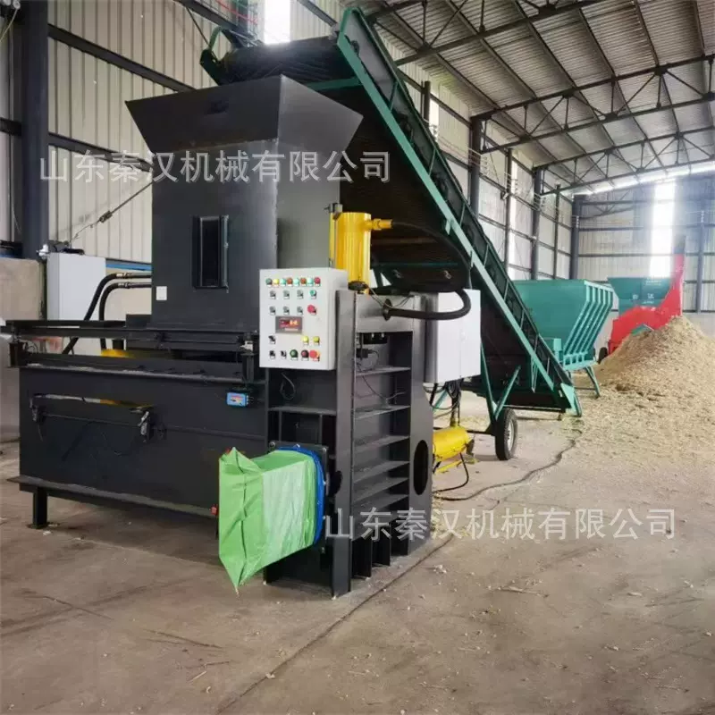 仓鼠窝木屑垫料打包机椰糠稻壳豆秸压块机卧式两缸青储饲料装袋机