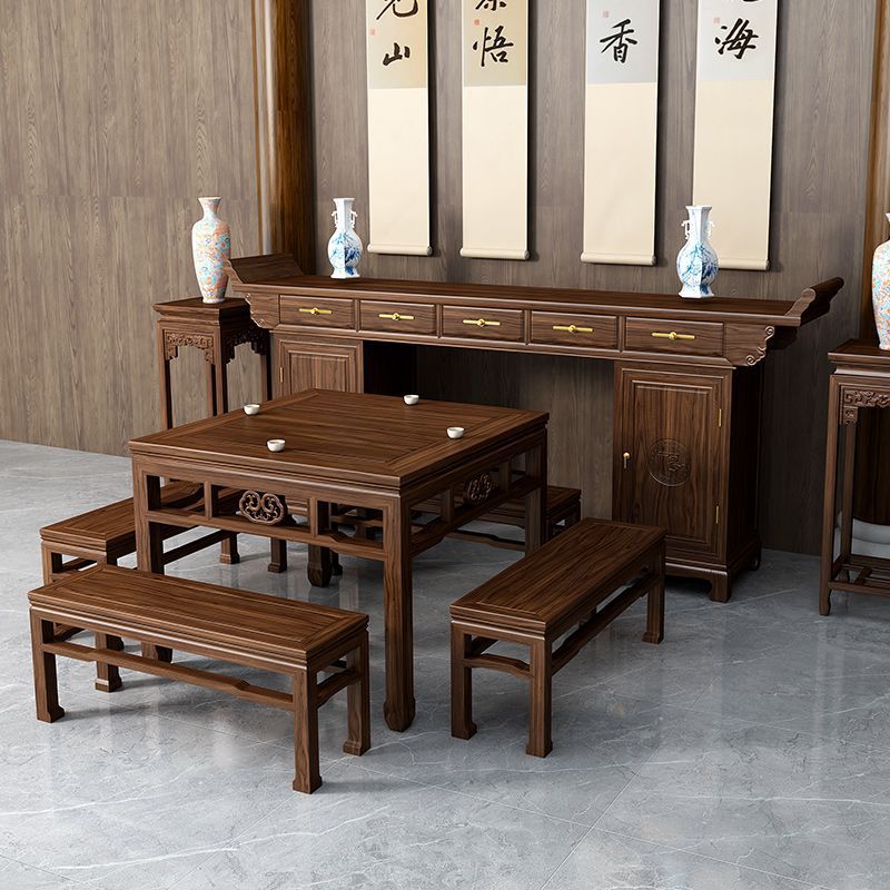 实木正方形八仙桌供桌香案台中堂六件套新中式农村客厅堂屋家具