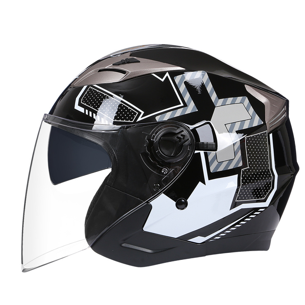 Motosiklet kaskı (dəbilqə), Motuoche Half Helmet - black-with-black-line-m57-58