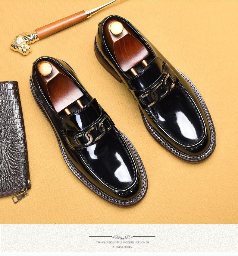 Business casual loafers men's leather horse fasteners English style loafers_voghion.com