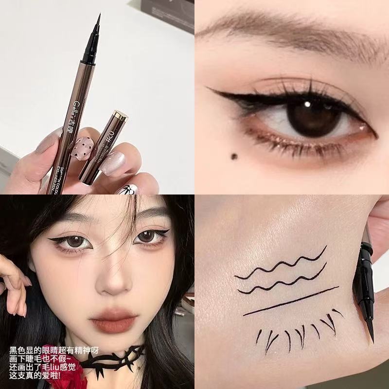 Gellas Small Silver Tube Liquid Eyeliner Pen, Smooth, Waterproof, Sweat-Proof, Not Easy to Smudge, Fine Tip, Eye Shadow Pen