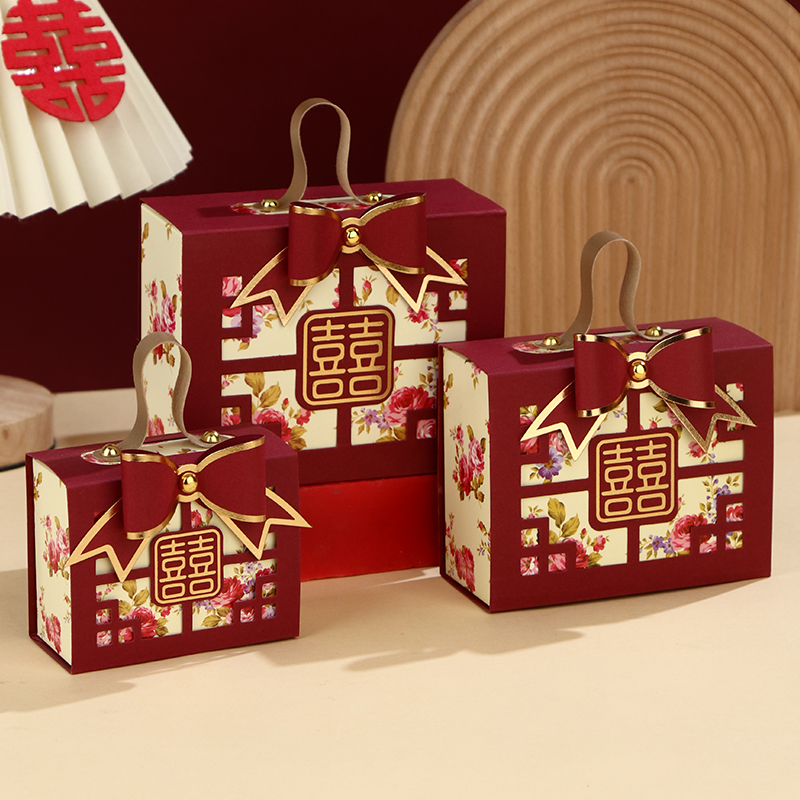 Caja de dulces de boda atmósfera caja de regalo de dulces portátiles caja de embalaje de boda caja vacía caja de cartón bolsa de dulces de boda