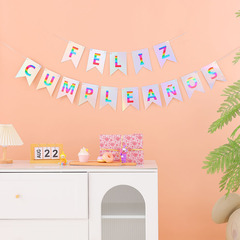 スペイン語誕生日デコレーション旗フィッシュテール誕生日旗カラーゴールド卒業シーズンデコレーション旗ツーピースカラーゴールドバナー