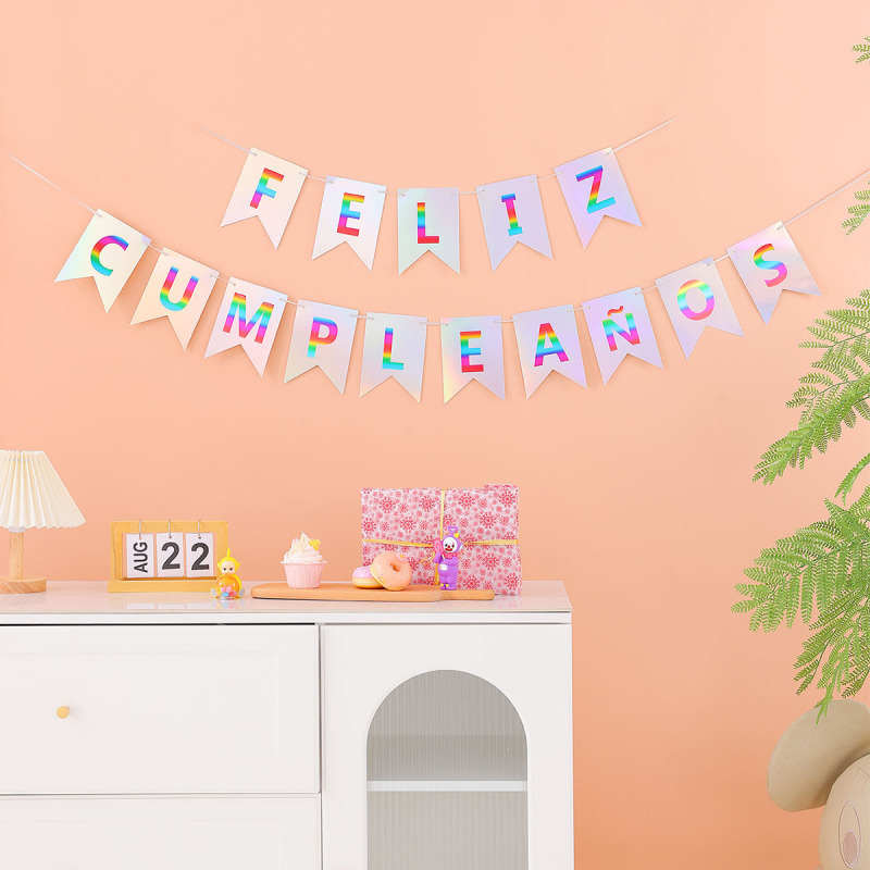 スペイン語誕生日デコレーション旗フィッシュテール誕生日旗カラーゴールド卒業シーズンデコレーション旗ツーピースカラーゴールドバナー|undefined
