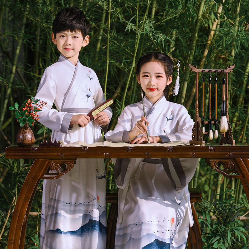 汉服男童国学服儿童汉服中国风古装小书童服装三字经弟子规小学生