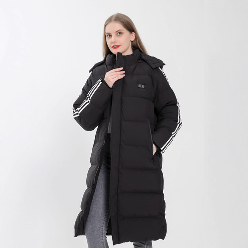 Winter 11th District Heated Down Jacket, Long-Length Outerwear, Smart Electric Heated Clothing, Warm Cotton Coat