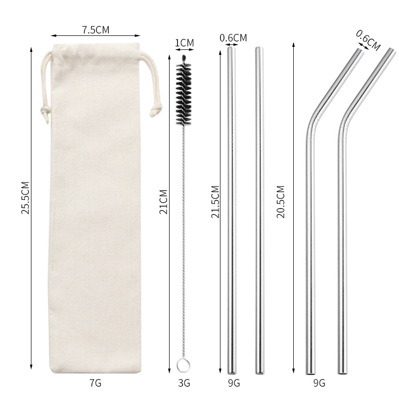 Traje de paja de acero inoxidable 304 especial transfronterizo de Amazon de color chapado en titanio tubo de bebida de metal café leche té paja