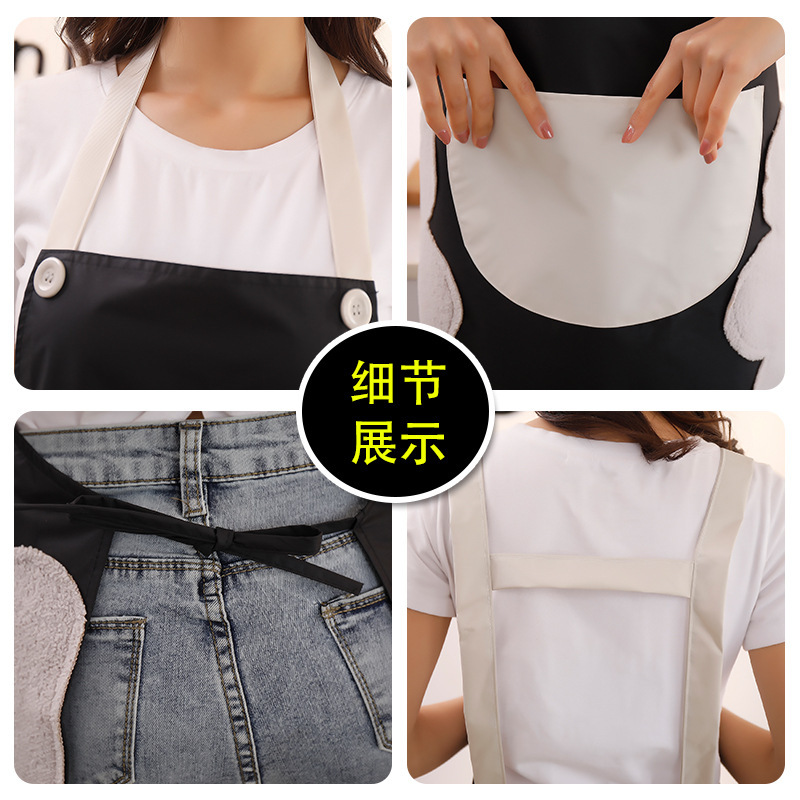 おしゃれでシンプルな家庭用キッチンエプロン防水防油女性夏の薄いタイプの出勤料理大人の腰を囲む作業服|undefined