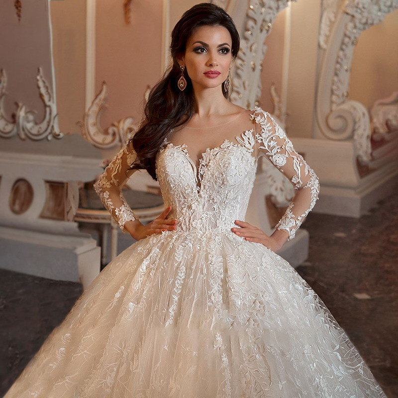 Cross-Border European and American Spring New Heavy-Duty Bridal Wedding Dress Church Wedding Light Luxury Foreign Trade Trailing Large Skirt Wedding Dress