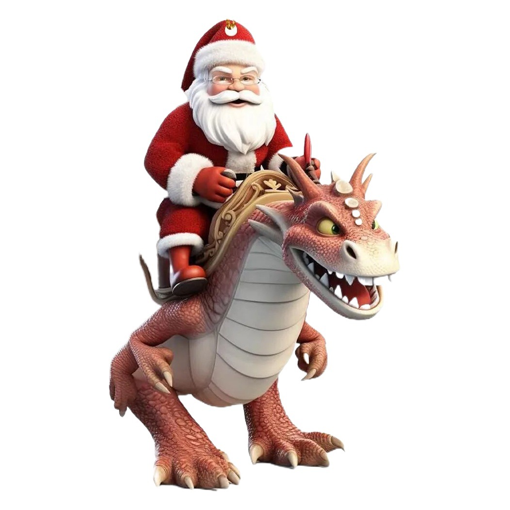 2023 Santa Claus equitación Flying Dragon Sky gota regalo ambiente de vacaciones, decoraciones colgantes, acrílico regalos Navidad