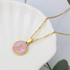 Brand fuchsia golden necklace stainless steel with letters, pendant, suitable for import, simple and elegant design, English