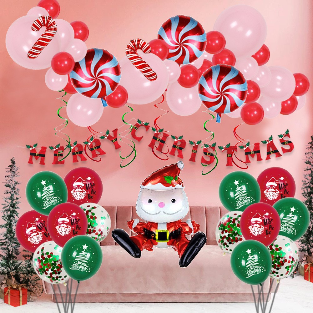 Suministros de decoración de Navidad Regalos de Navidad 2025 Juego de globos de Navidad Combinación Cadena de globos Globos de fiesta de Navidad