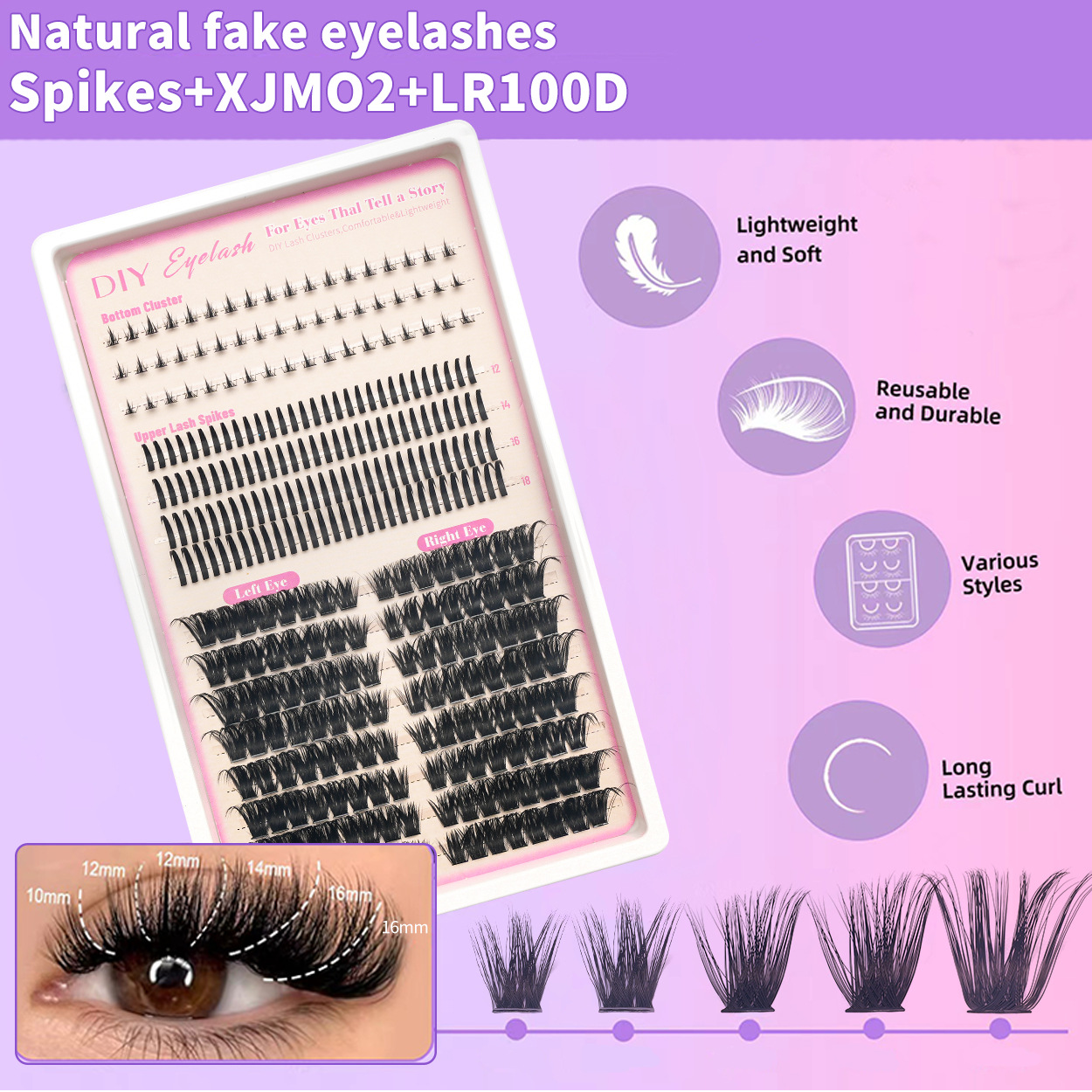 30D - 100D transfronterizos pestañas falsas de hadas bajo pestañas DIY Europa y América Amazon segmentación gradiente set de cabello