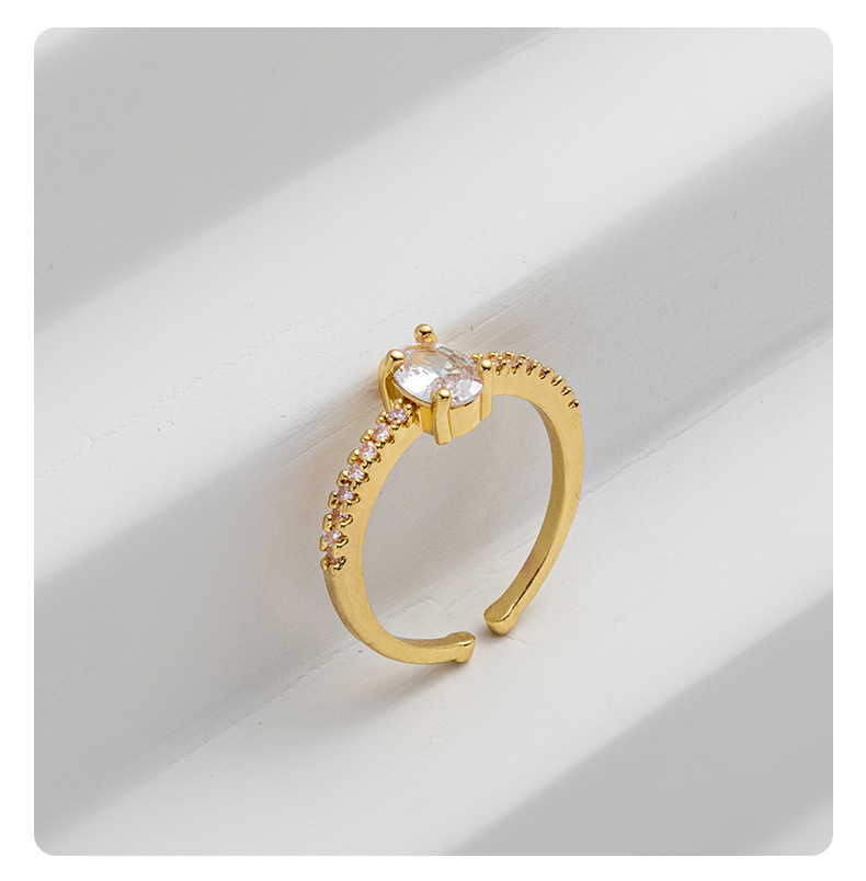 Fashion Solid Color Copper Open Ring Inlay Zircon Copper Rings