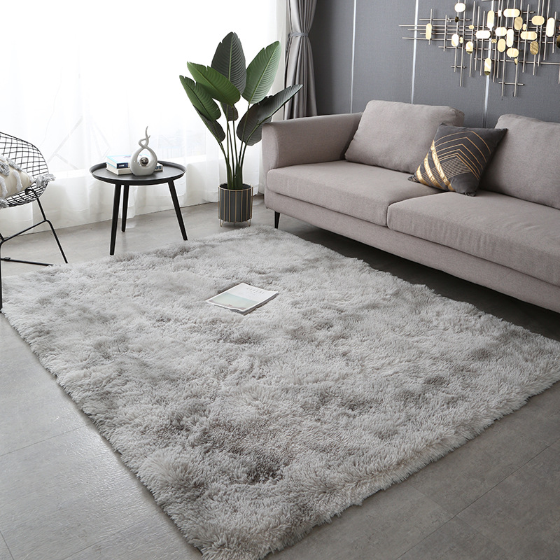 Venta al por mayor de felpa gruesa sala de estar dormitorio corbata-teñido seda alfombra de piso estera puerta baño cocina piso alfombra