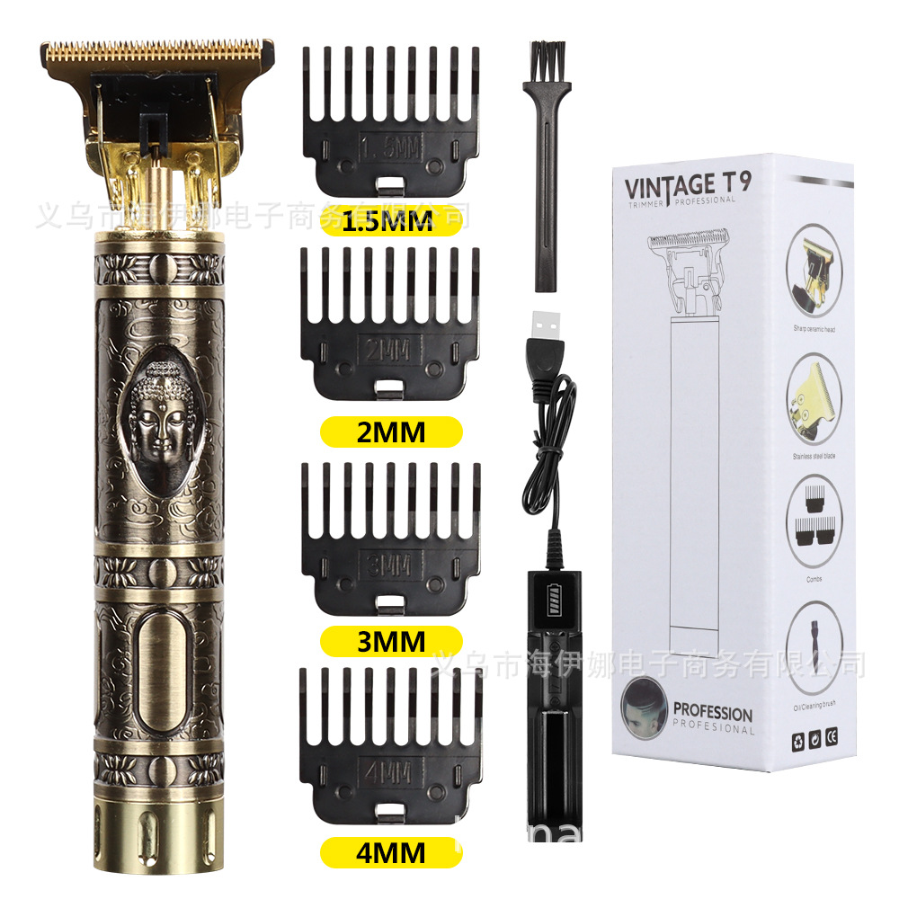 Transfronterizo dedicado hiena recargable pan dragón aceite cabeza cortadora de cabello Buda cabeza eléctrica cortadora de cabello talla cortadora de cabello