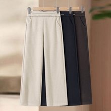 妈妈裤子春秋季新款直筒裤洋气中老年人女裤宽松松紧腰小个子长裤