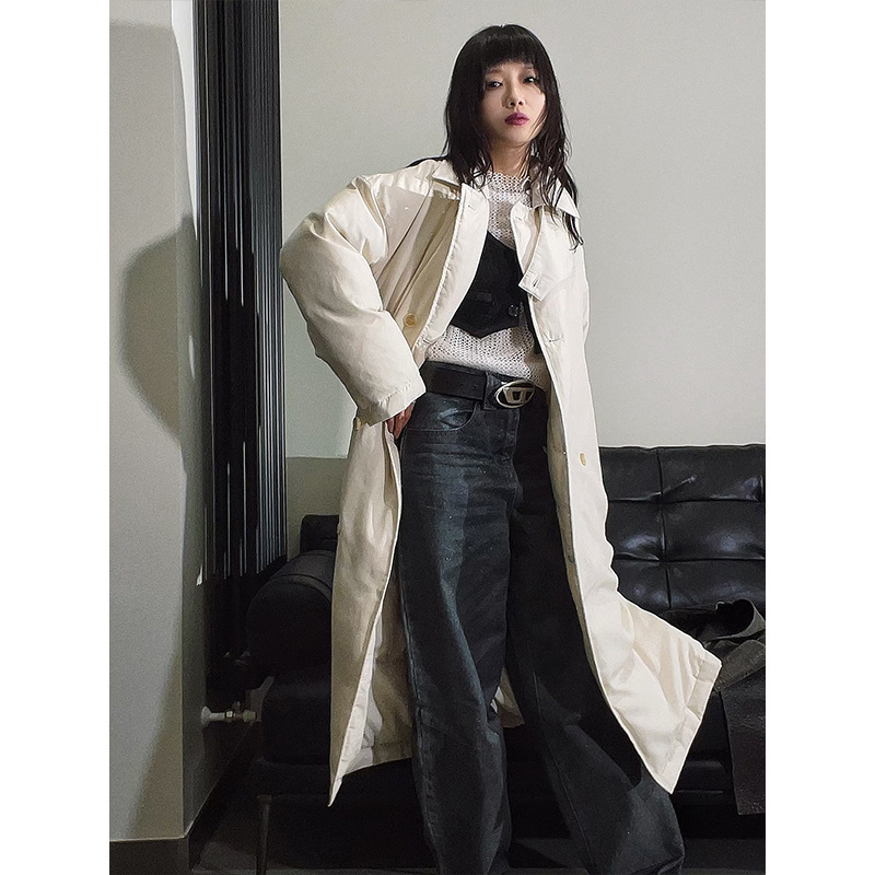 Designer Women's Wear Soft Waxy Cotton Candy Like Simple Retro Intellectual Style Down Jacket