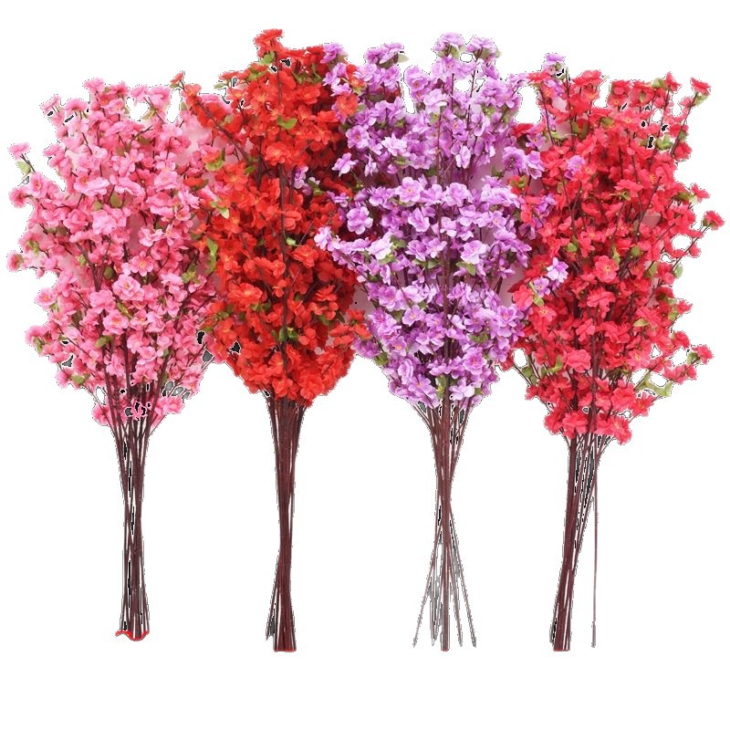 Simulación flor de melocotón flor seca flor flor de rama flor floral boda flor de seda árbol falso decoración paisajística Simulación de altura de flor Simulación