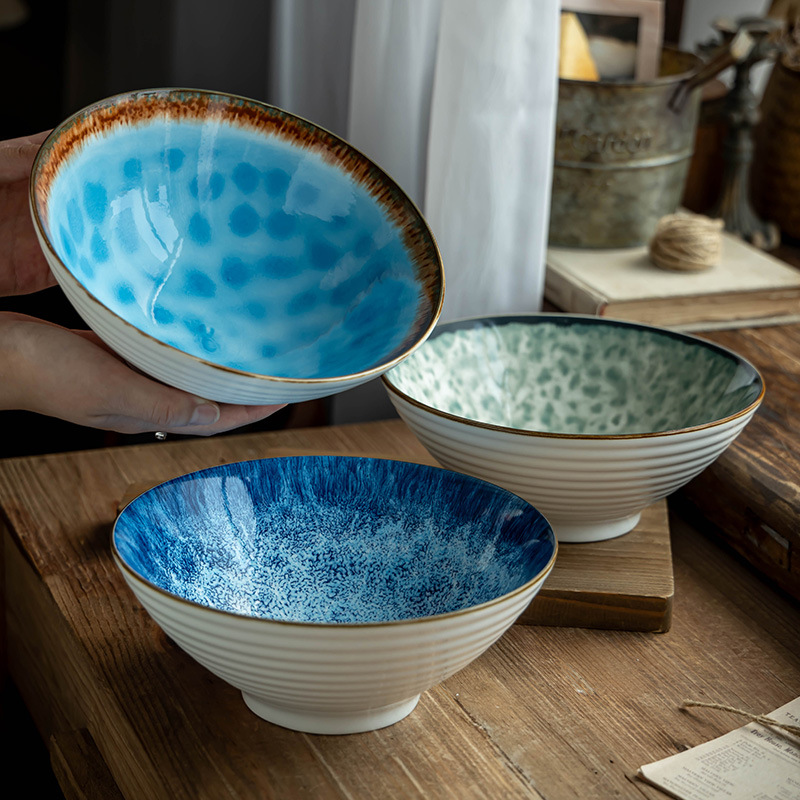 El estilo nórdico creativo de cerámica cuenco de grasa de alto nivel de sensación de horno para convertir en platos caseros cuenco de restaurante cuenco de ensalada cuenco de verduras mayorista