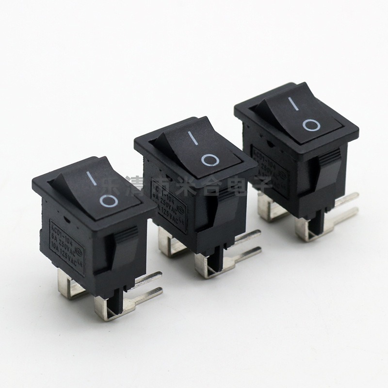 平弯针船型开关电源开关 尺寸21MM*15MM 90度弯脚KCD1弯四脚2档