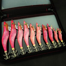 多规格夜光响珠木虾鱿鱼钩路亚饵套装西瓜红软脚虾仿生虾