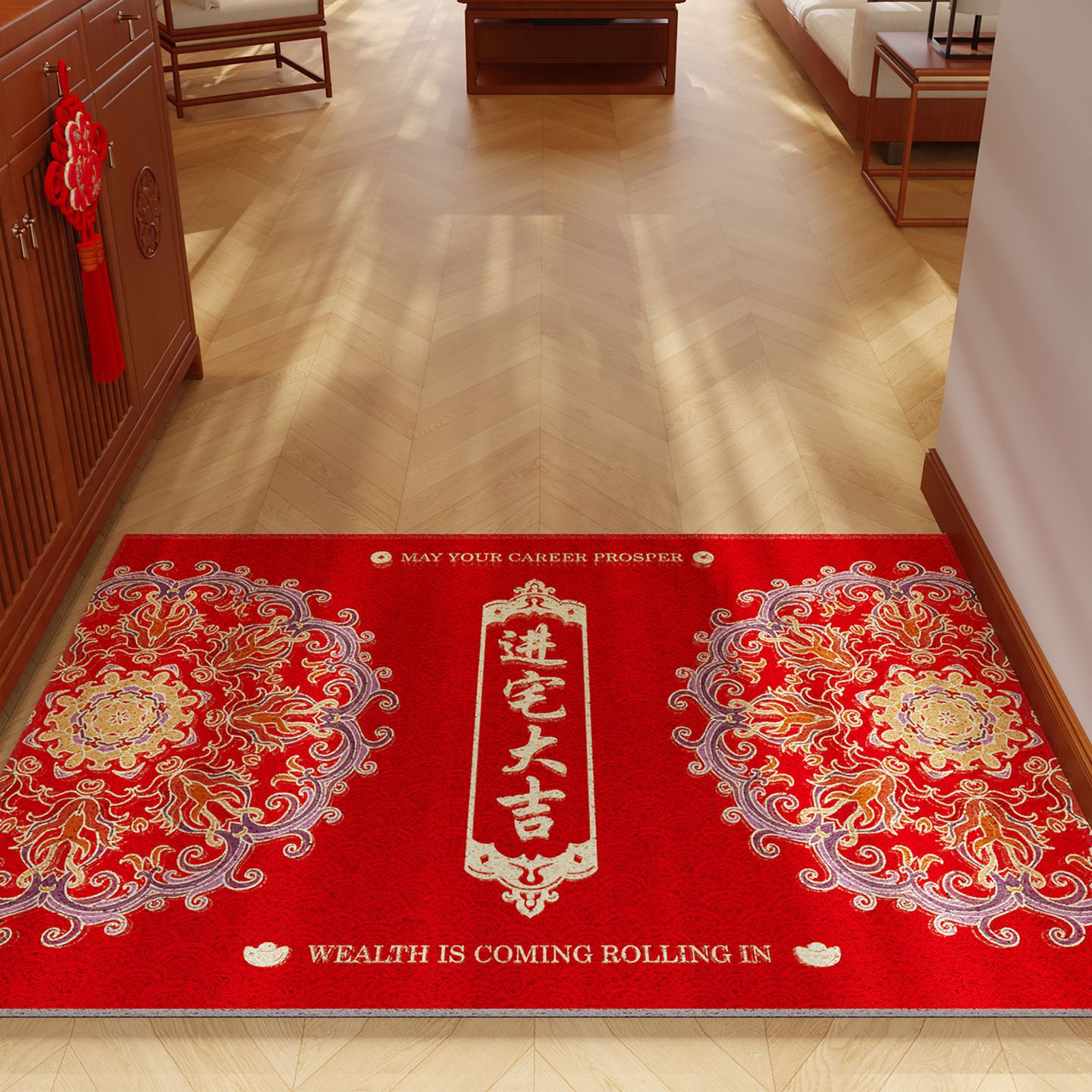 Año Nuevo chino alfombra roja Fulu en la casa nueva mueve en la casa artículos de decoración alfombra doméstica puerta de entrada image 9
