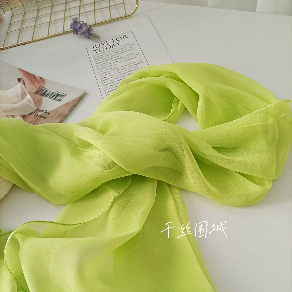 Summer Korean version of Women's Little Long Scarf Pure Color Symbol Skin Simpling Simple Dance Chiffon Red Joe Qi Qi Qi Qi Qi Qi Qiqi