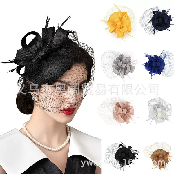 Amazon AliExpress bridal feather headdress flower headdress horse racing festival stage performance retro small hat hair accessories wholesale