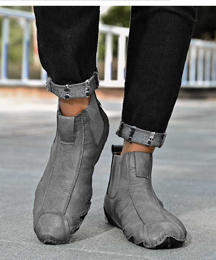 Toamna și iarna, cizme Martin înalte pentru bărbați, mărime mare, din piele de vacă autentică, din bumbac, calde, pentru toamnă și iarnă_voghion.com