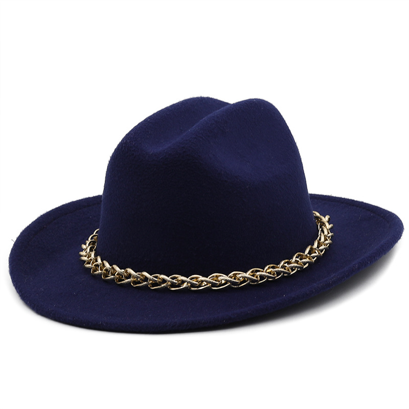 Chain Accessories Cowboy Hats Fall And Winter Woolen Jazz Hats Outdoor Knight Hats display picture 3