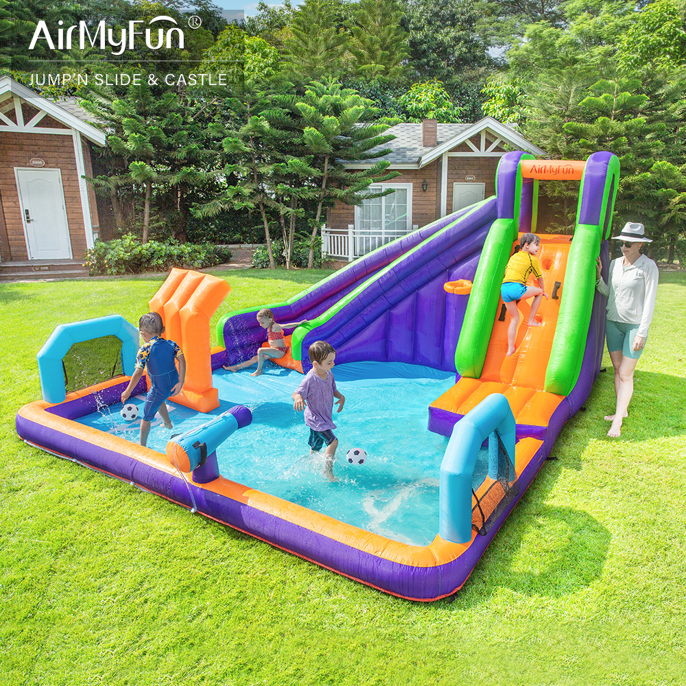 Castillo inflable AMF con rociador de agua, juguete para niños, parque infantil, tobogán de agua para el hogar, trampolín pequeño, castillo inflable para interiores