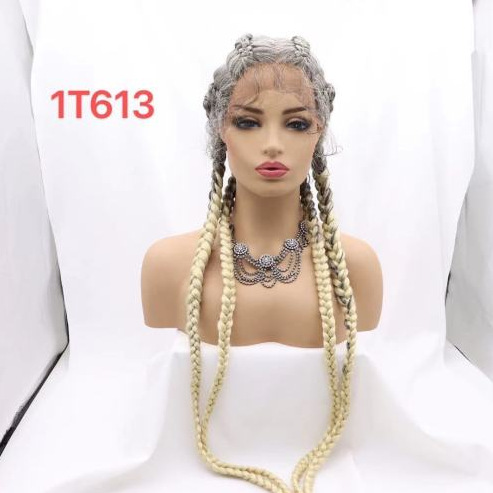 Europa y los Estados Unidos comercio electrónico transfronterizo Amazon frente encaje trenzado trenzado gran peluca europea y americana negro en stock 0032