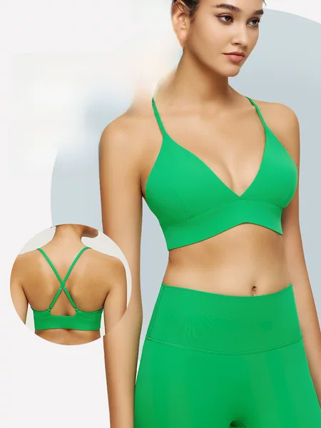 European and American high elastic sports underwear shockproof yoga vest sling nude running fitness top sexy beauty back bra