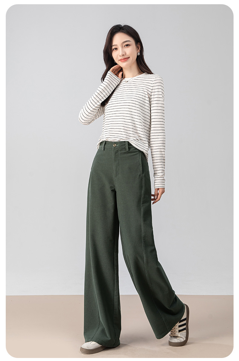 Quần ống rộng nữ dáng suông chất Tencel cotton dệt kim mềm mại — màu xanh ngọc chi tiết 5