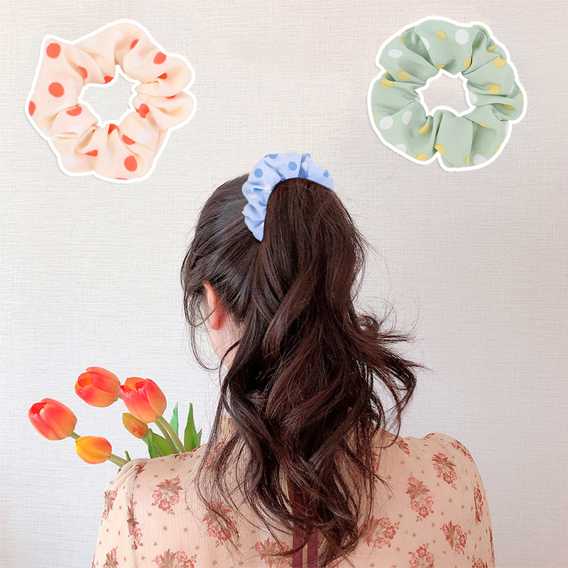 Nihaojewelry Wholesale Jewelry New Chiffon Polka Dot Hair Scrunchies display picture 3