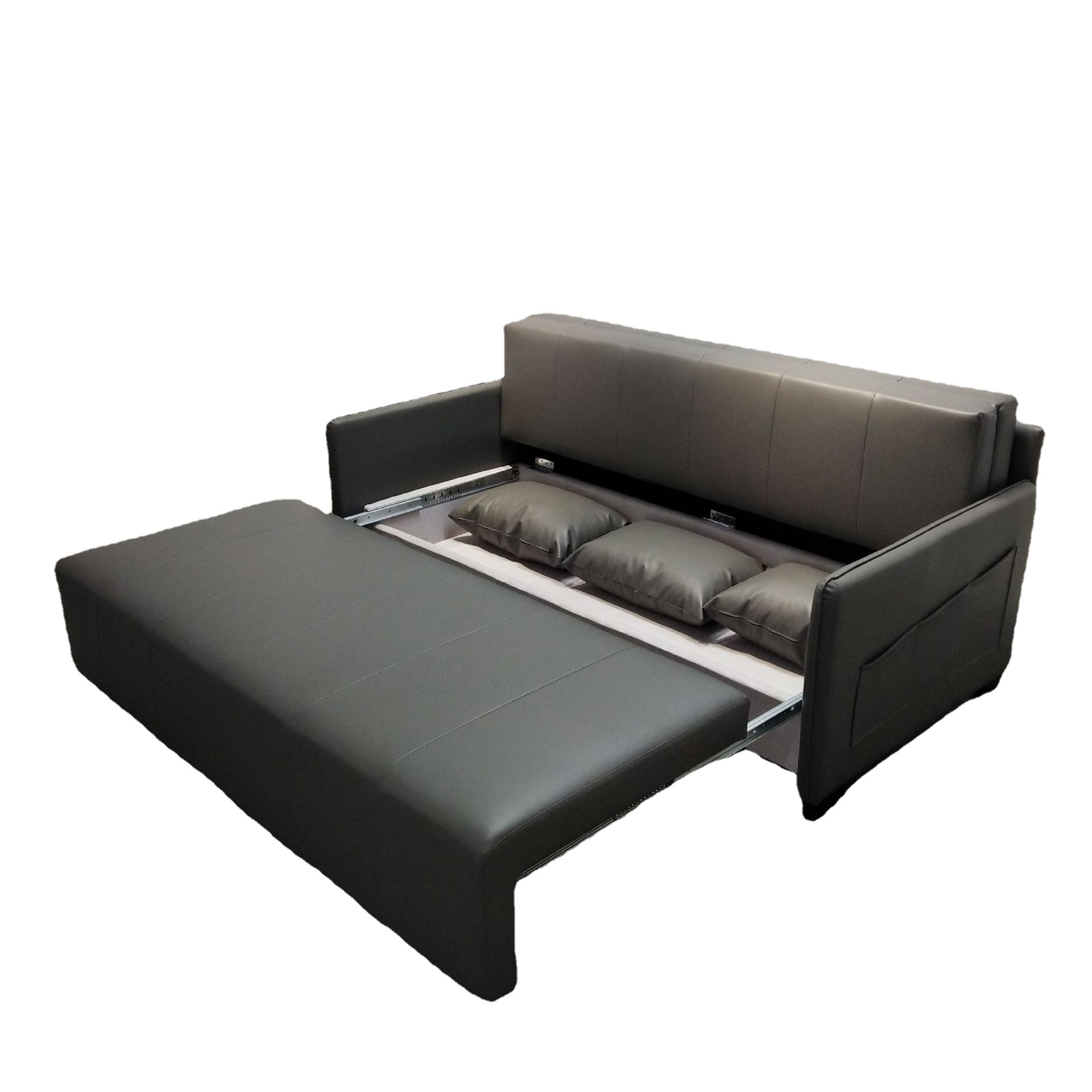 Sofá cama multifuncional doble uso plegable pequeño tipo sala de estar almacenamiento látex doble sofá cama de cuero de tres personas