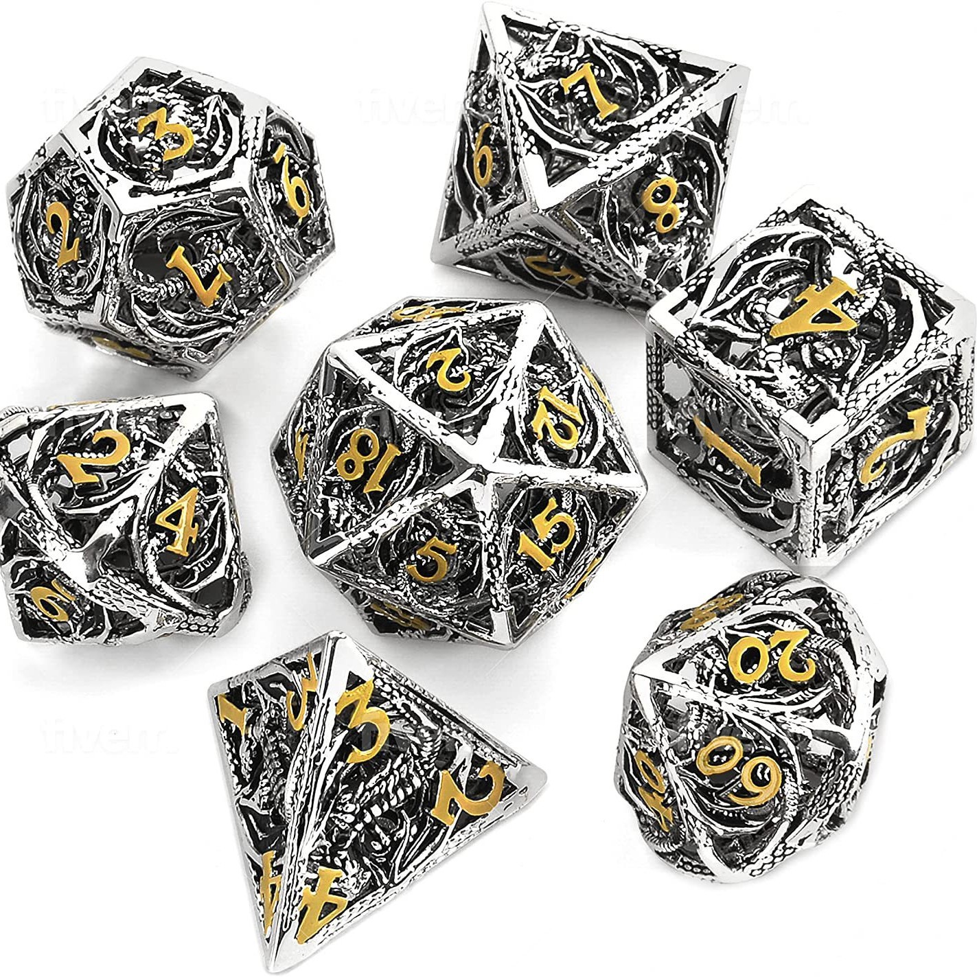 Kesulu metal hueco dragón Dados DND dragón y ciudad subterránea corriendo grupo juego de mesa multi-Cara dados digitales al por mayor D20