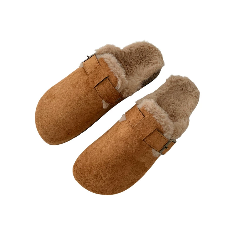 Birkenstock балетка без носка полупр тапочки для женщин, бархатные тёплые домашние и уличные тапочки 2025 осень и зима новые Birkenstock обувь