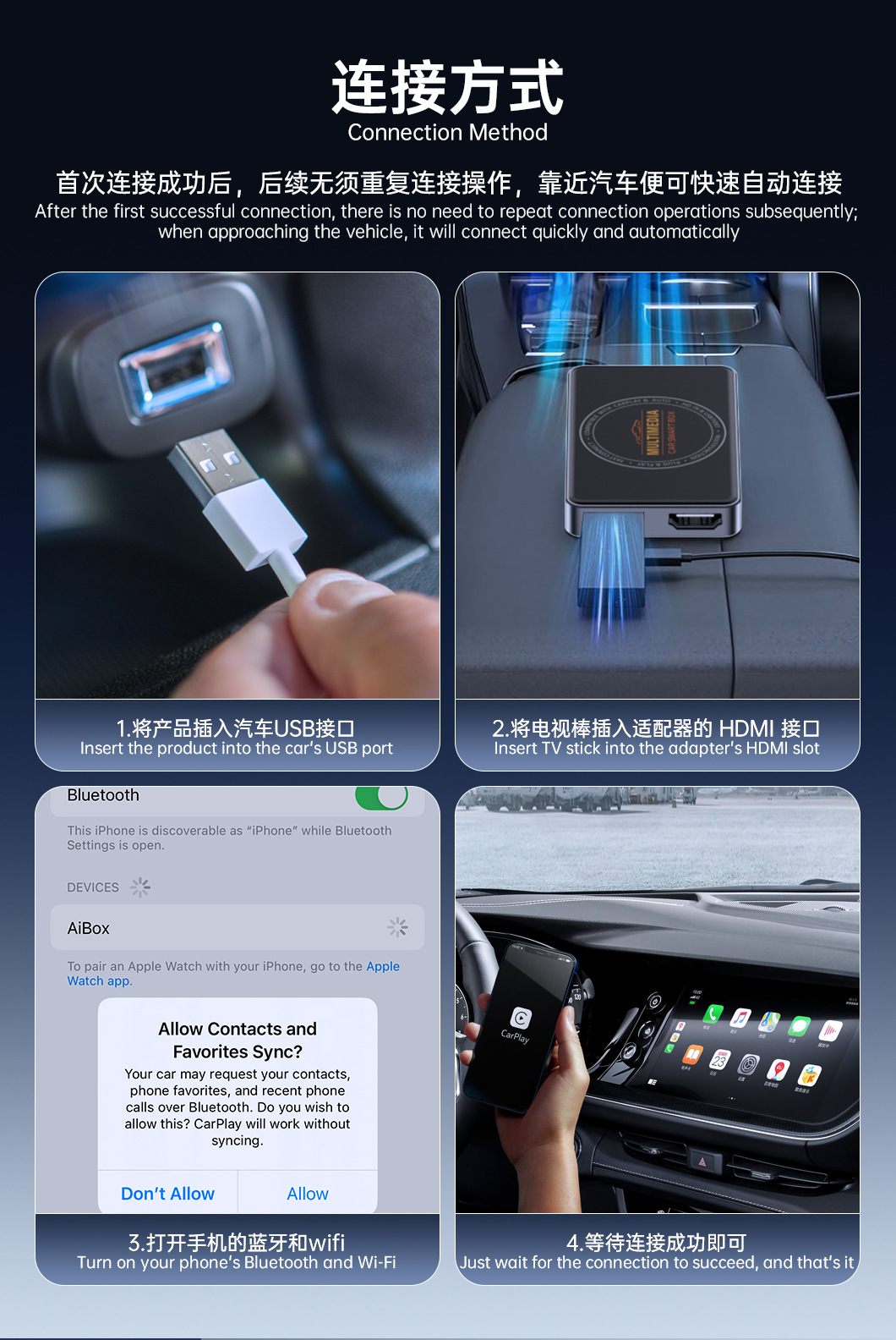 Cross-Border Carplay Screen Projector Car Tv Box Carplay/Android Auto to HDMI Video Box