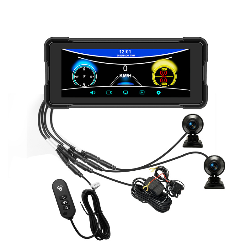 Motorcycle 7 inch cayplay dual recording car recorder auto Bluetooth player PND hands-free FM display