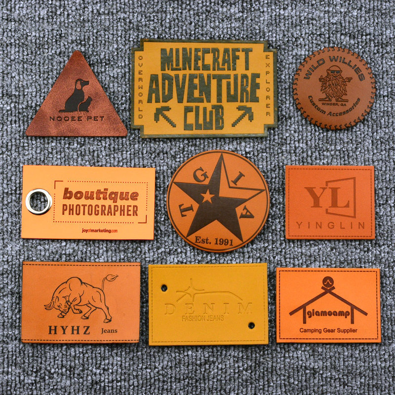 源头工厂超纤皮标皮牌PU热压真皮牛仔裤箱包服饰皮革彩印商标