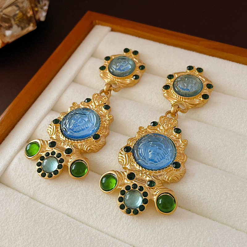 Drop Earrings Classification 1 Pair Quantity 1 Pair Vintage Style Heart Shape Plating Inlay Alloy Resin Drop Earrings