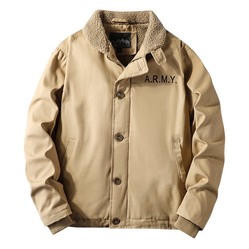 Chaqueta de hombre de mediana edad cubierta de algodón acolchado chaqueta de trabajo cálido ejército ropa de trabajo invierno forrado de lana engrosada casual solapa abrigo de algodón acolchado